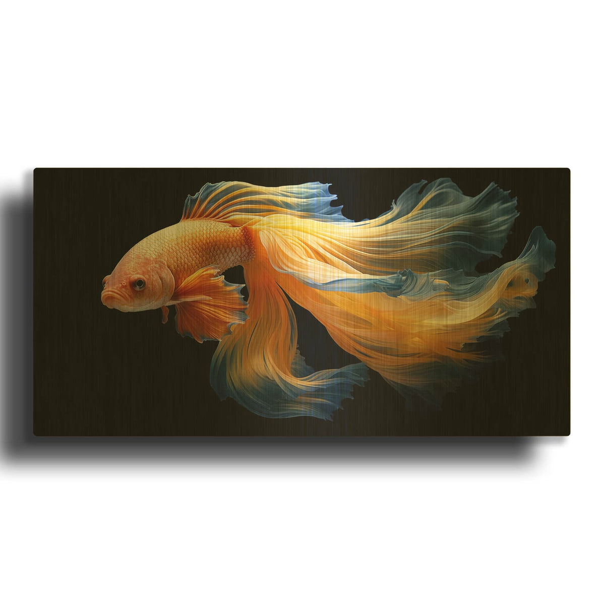 'Fighting Fish Blue and Yellow' By Luxe Gold Metal Wall Art