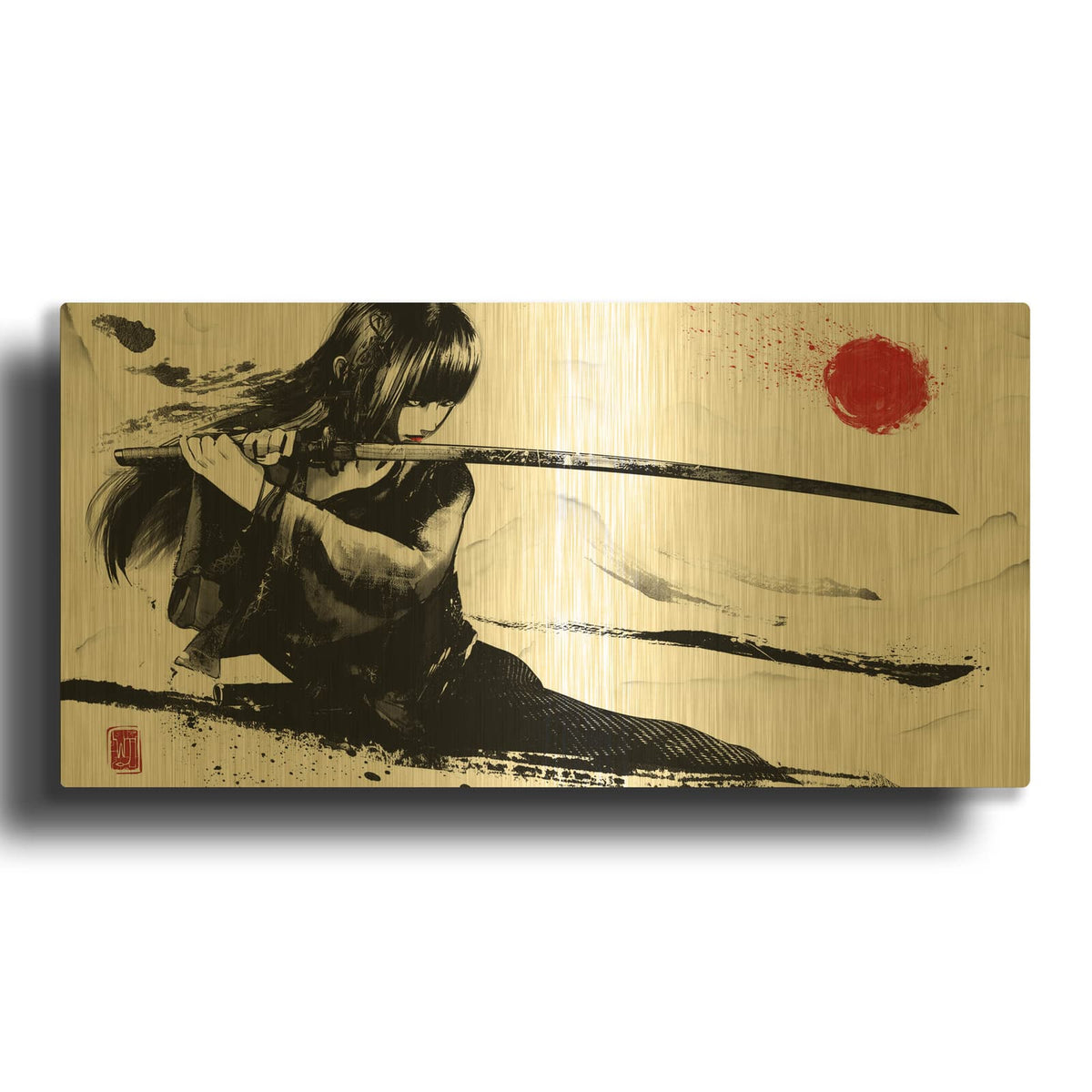 'Girl with Katana' By Luxe Gold Metal Wall Art