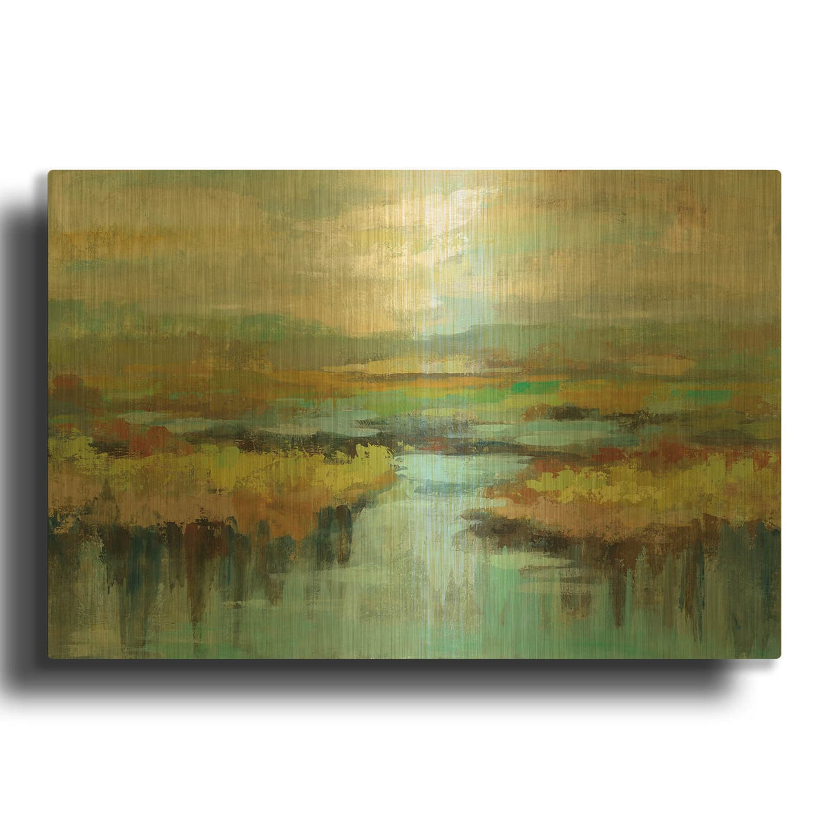 'Spring Landscape' By Silvia Vassileva Gold Metal Wall Art