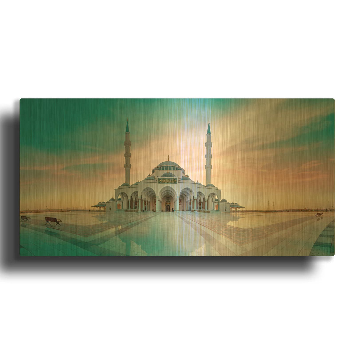 'Sharjah Mosque in Dubai' By Luxe Gold Metal Wall Art