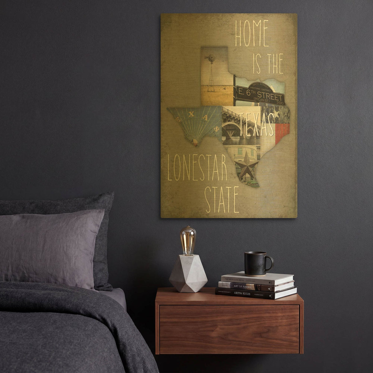 'InstaStates III Dark' By Jess Aiken Gold Metal Wall Art