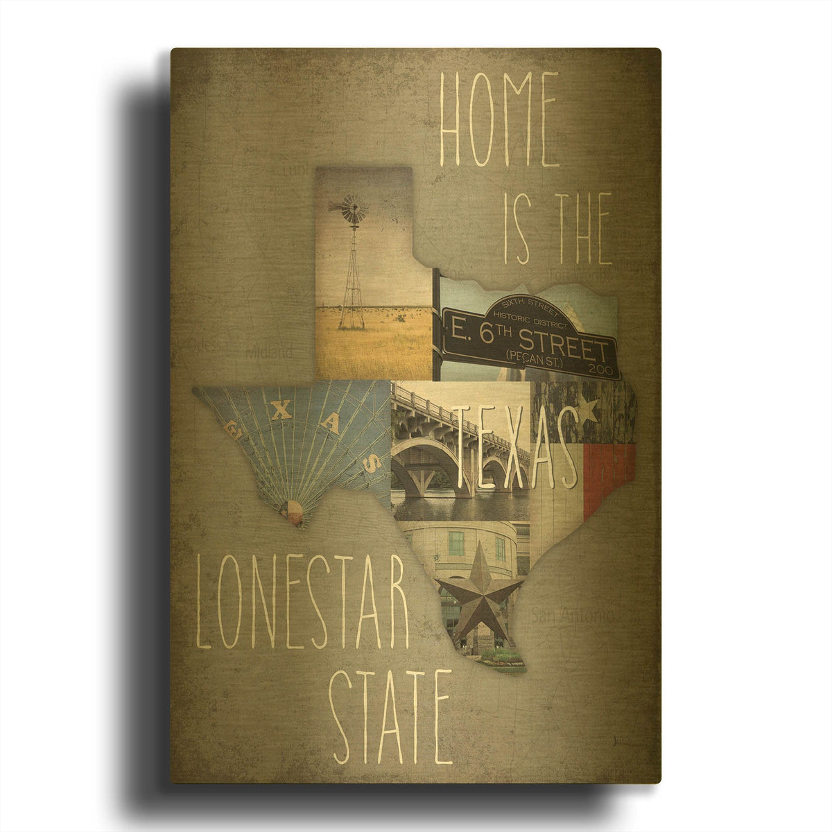 'InstaStates III Dark' By Jess Aiken Gold Metal Wall Art