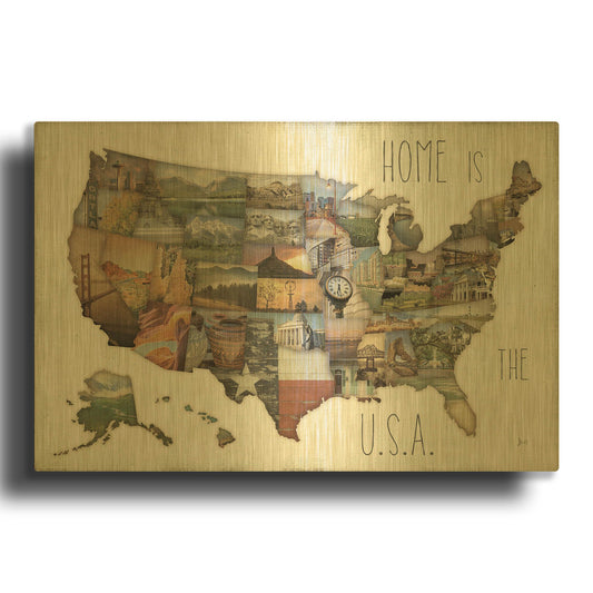 'InstaStates IX' By Jess Aiken Gold Metal Wall Art