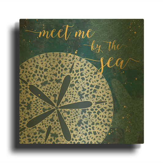 'Coastal Lace I' By Jess Aiken Gold Metal Wall Art