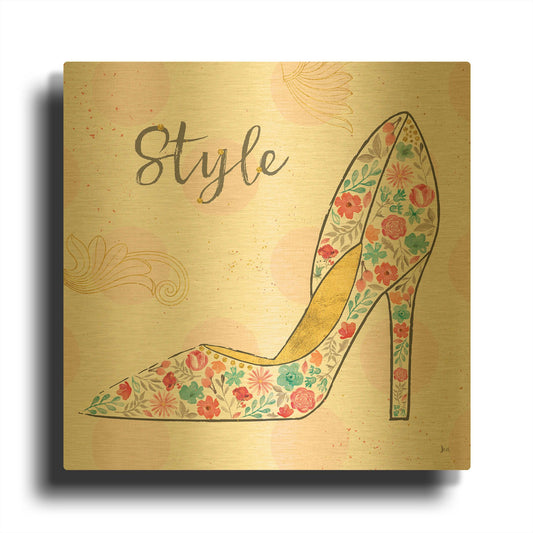 'Fashion Blooms II' By Jess Aiken Gold Metal Wall Art