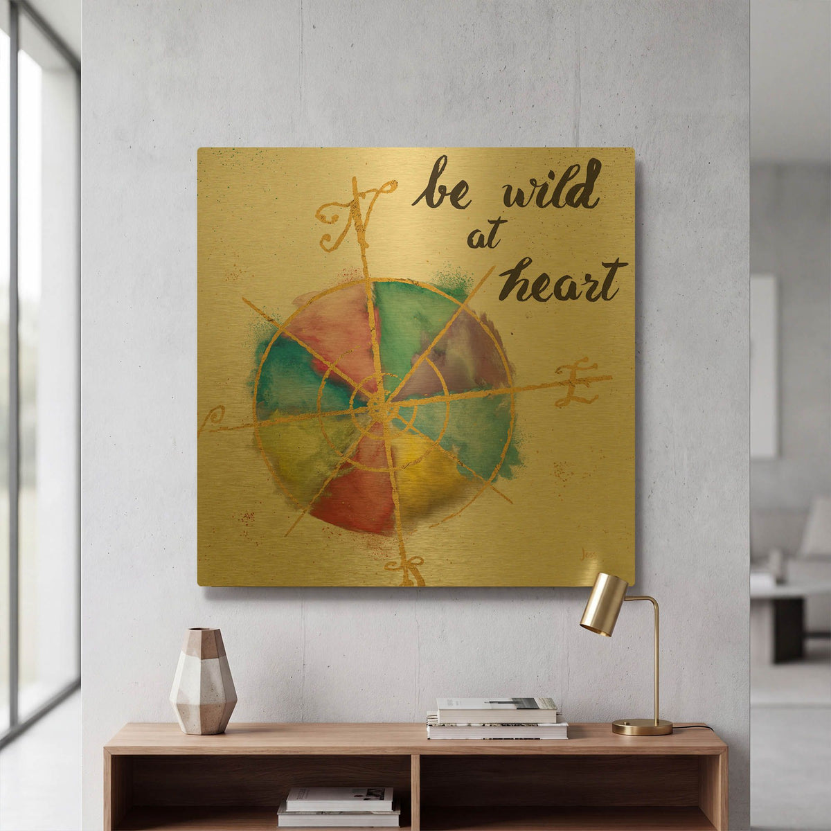 'Colorful World III' By Jess Aiken Gold Metal Wall Art