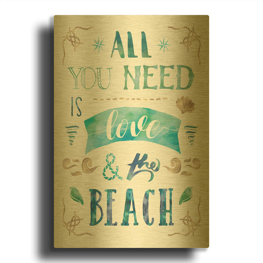 'Love and the Beach I' By Jess Aiken Gold Metal Wall Art