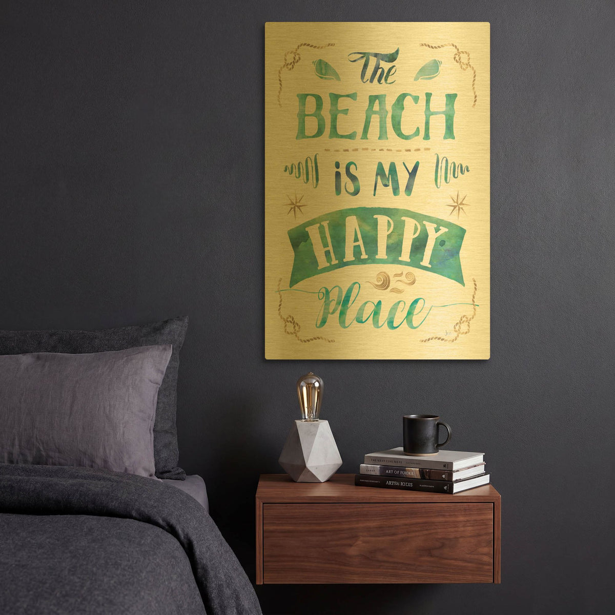 'Love and the Beach II' By Jess Aiken Gold Metal Wall Art