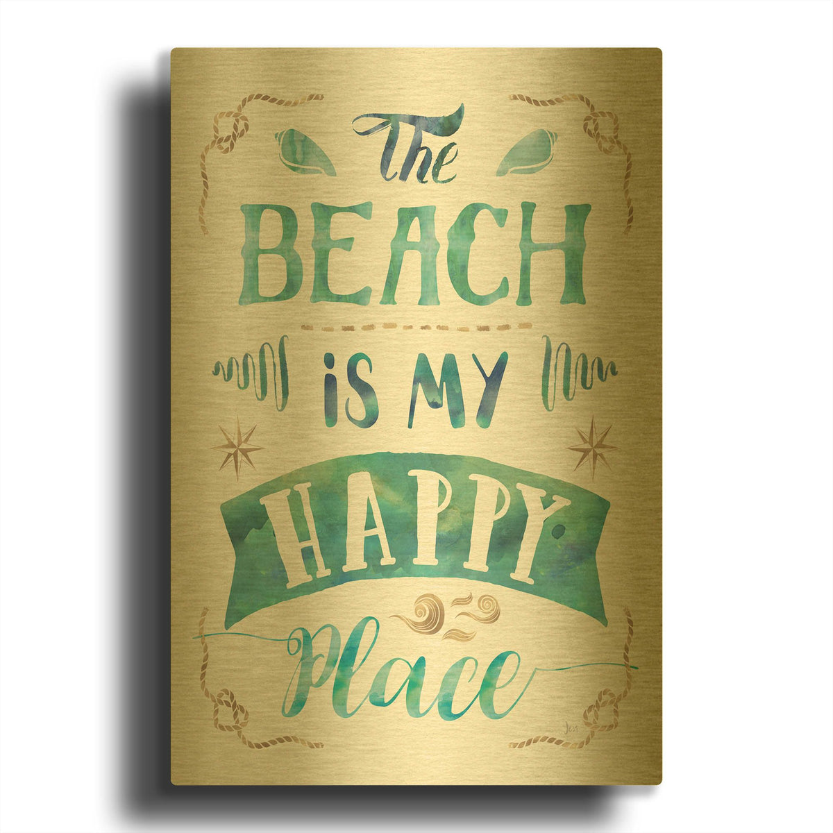 'Love and the Beach II' By Jess Aiken Gold Metal Wall Art