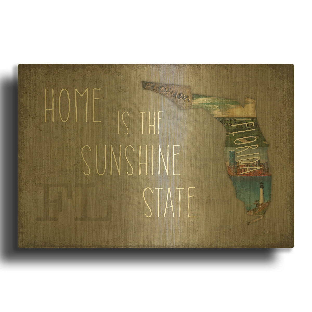 'InstaStates VIII Dark v2' By Jess Aiken Gold Metal Wall Art