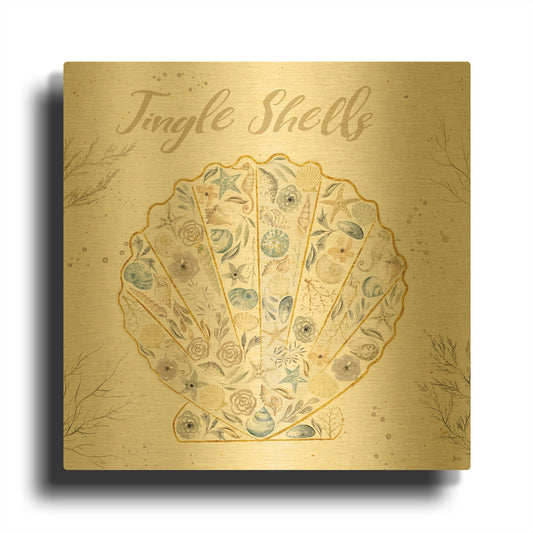 'Seaside Blossoms I Blue Jingle' By Jess Aiken Gold Metal Wall Art