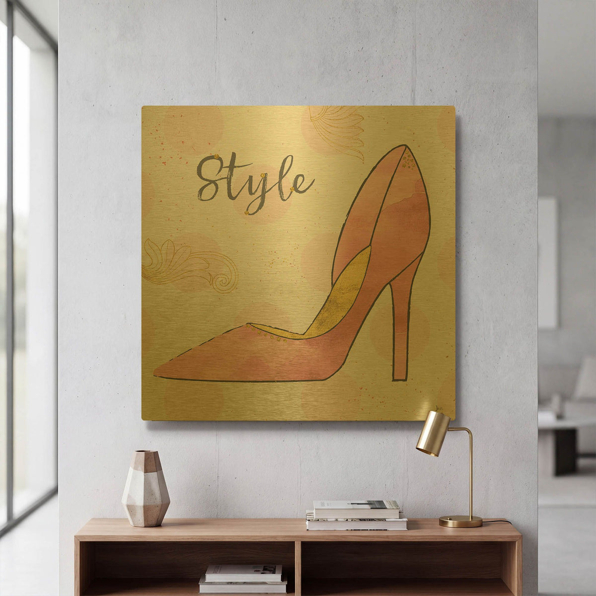'Fashion Blooms I Pink' By Jess Aiken Gold Metal Wall Art