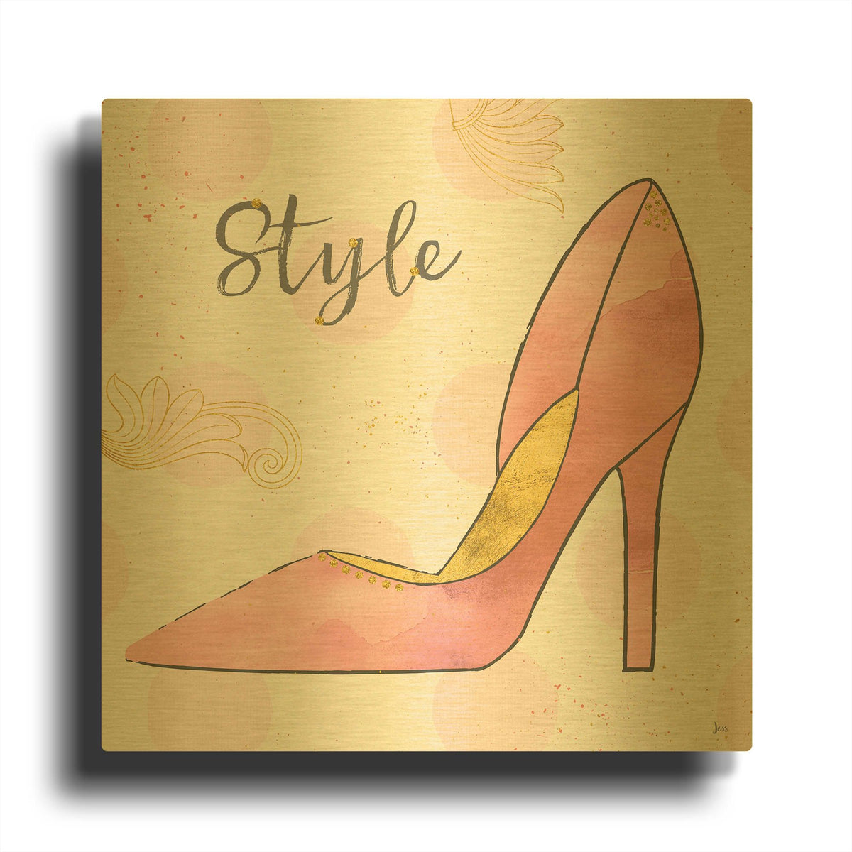 'Fashion Blooms I Pink' By Jess Aiken Gold Metal Wall Art