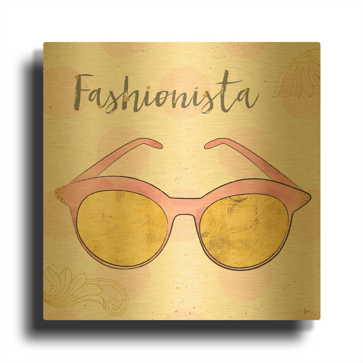 'Fashion Blooms IV Pink' By Jess Aiken Gold Metal Wall Art