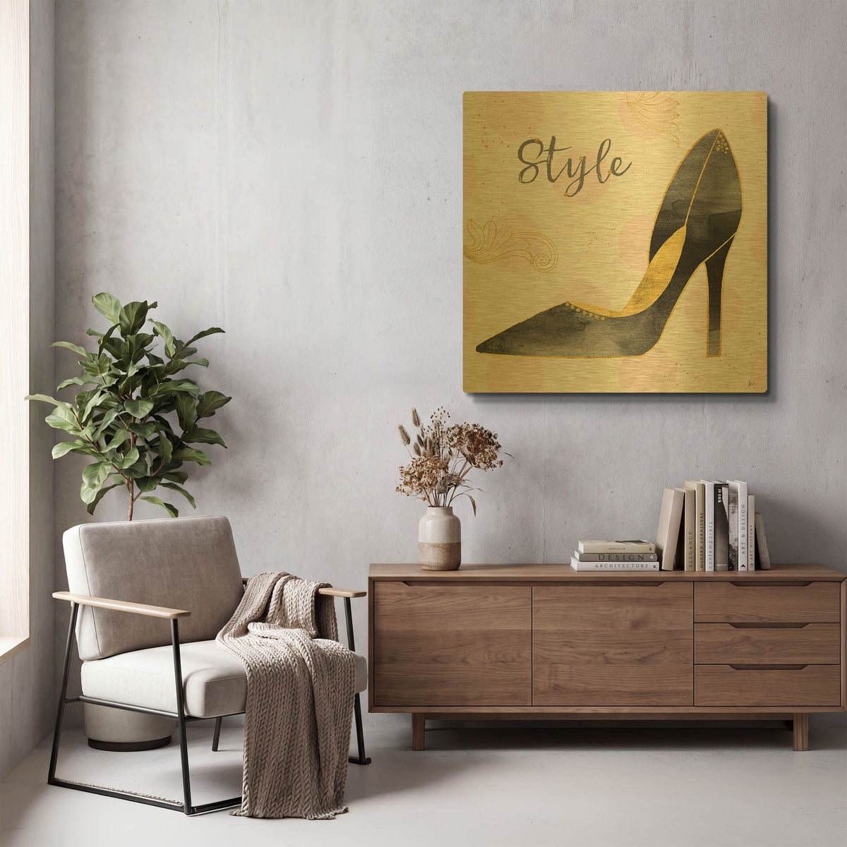 'Fashion Blooms I Black' By Jess Aiken Gold Metal Wall Art