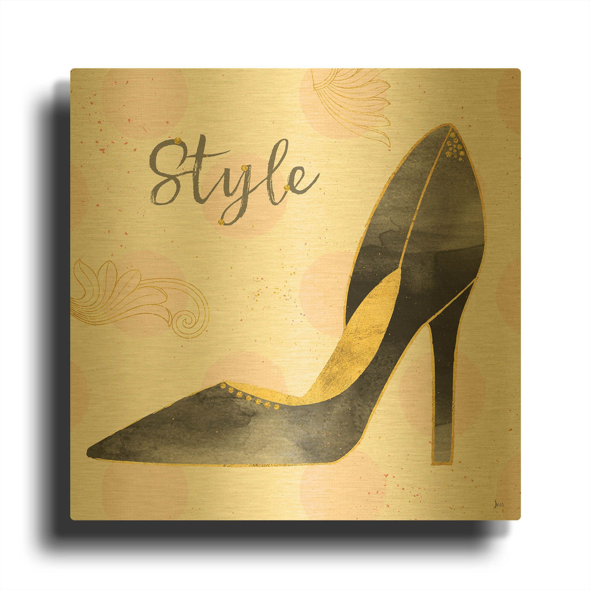 'Fashion Blooms I Black' By Jess Aiken Gold Metal Wall Art