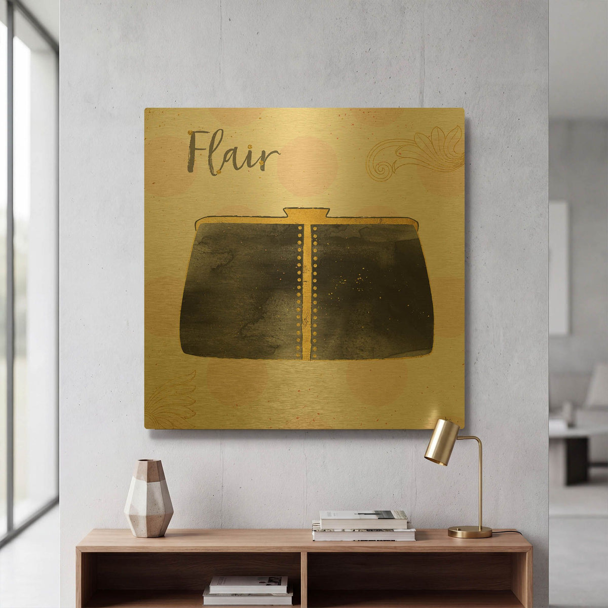 'Fashion Blooms II Black' By Jess Aiken Gold Metal Wall Art