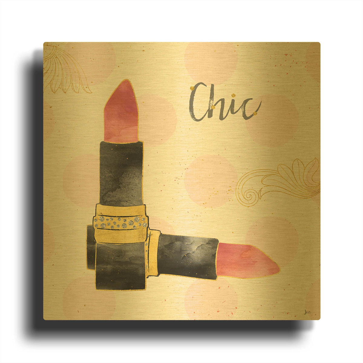 'Fashion Blooms III Black' By Jess Aiken Gold Metal Wall Art