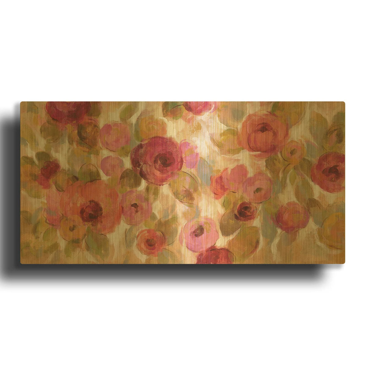 'Glorious Pink Floral I' By Silvia Vassileva Gold Metal Wall Art