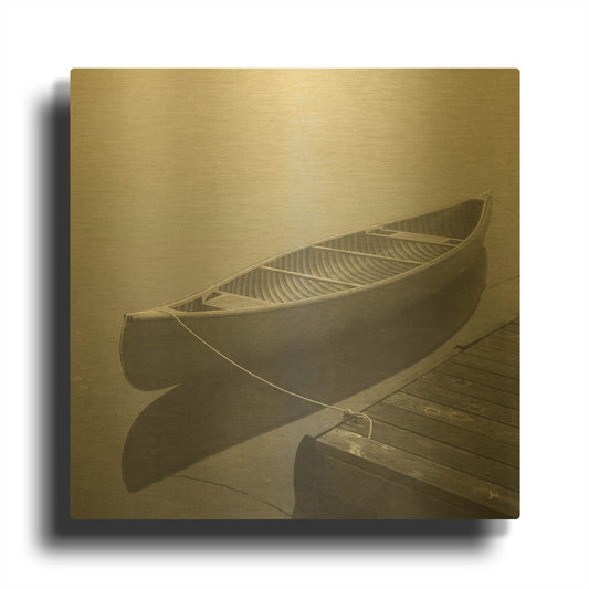 'Calm Waters Canoe II BW' By Jess Aiken Gold Metal Wall Art