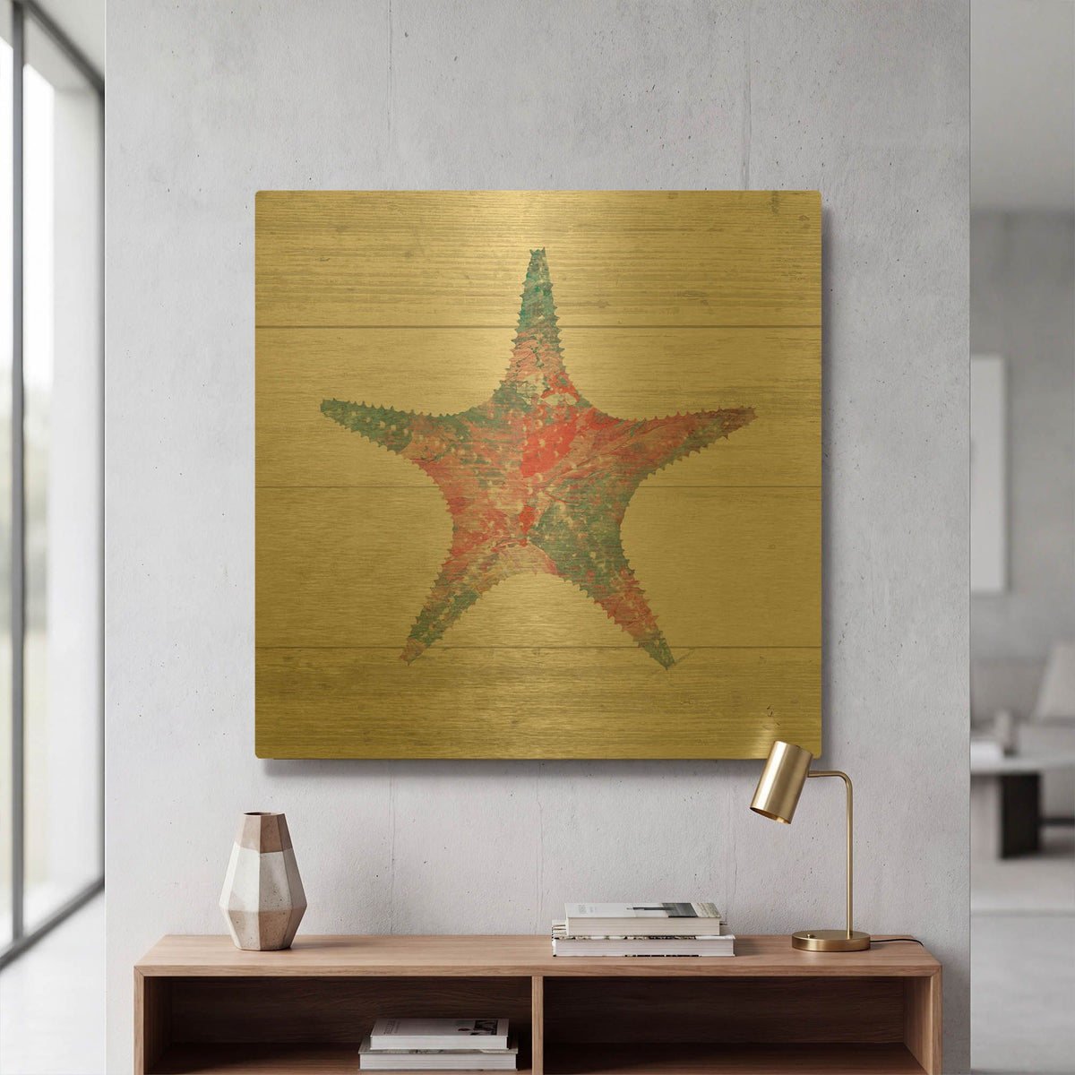'Ocean Life IV' By Sarah Adams Gold Metal Wall Art