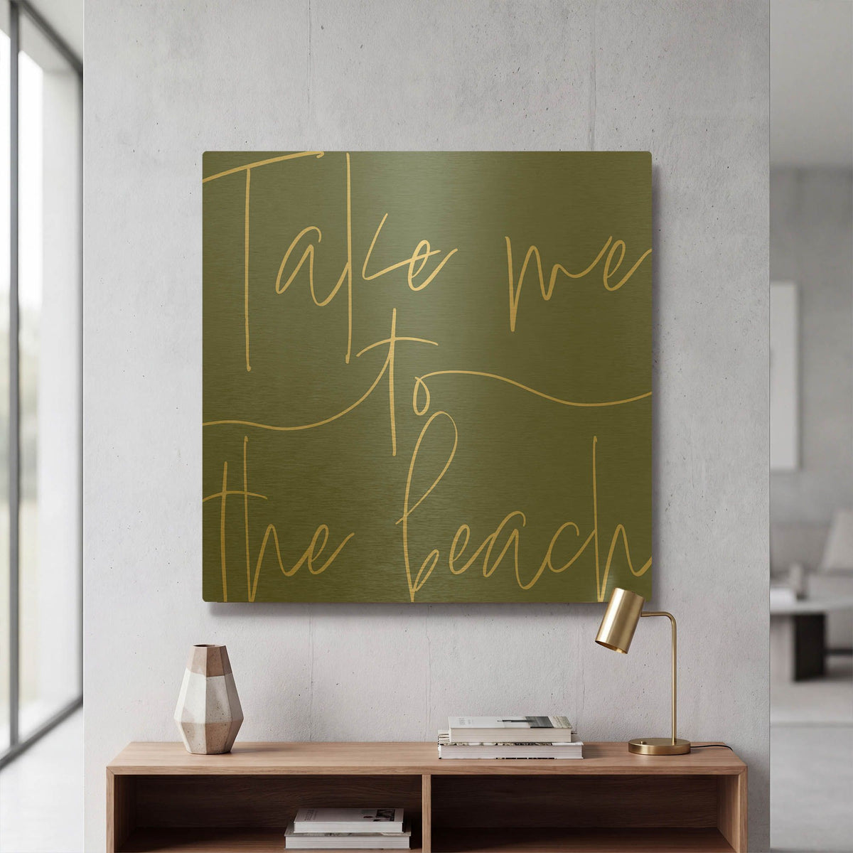 'By the Beach III Light' By Sarah Adams Gold Metal Wall Art