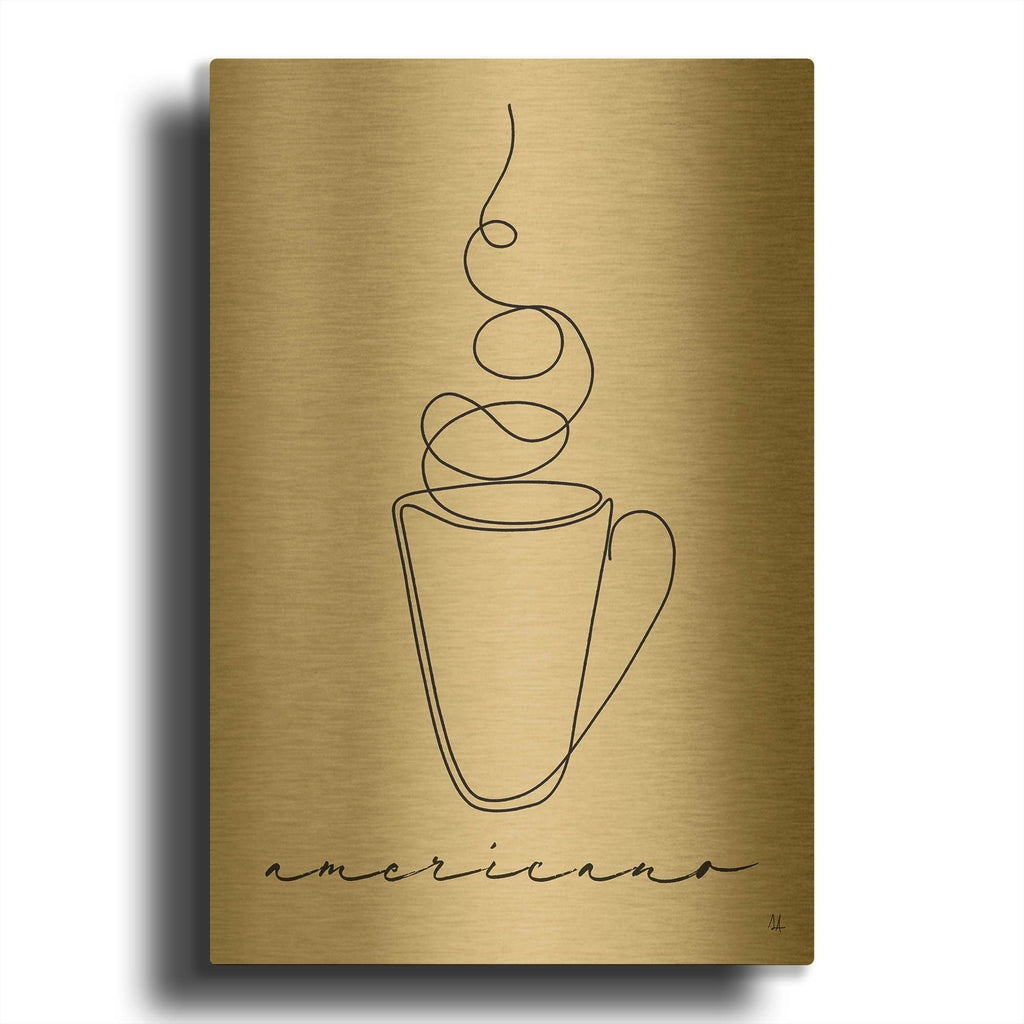 'Cafe Americano' By Sarah Adams Gold Metal Wall Art