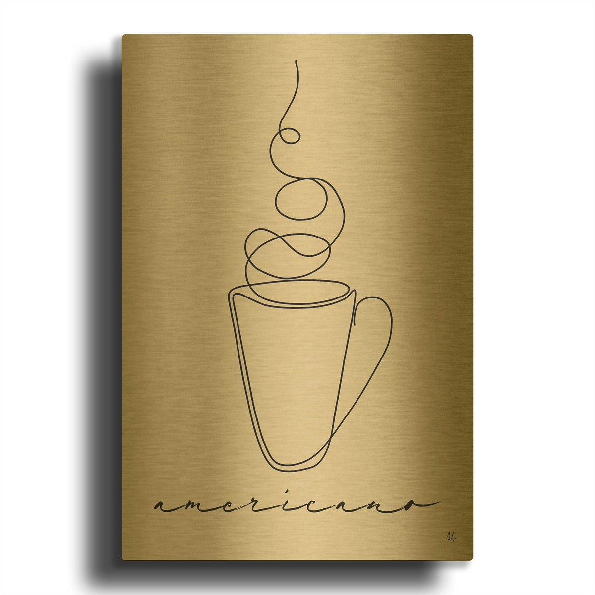 'Cafe Americano' By Sarah Adams Gold Metal Wall Art