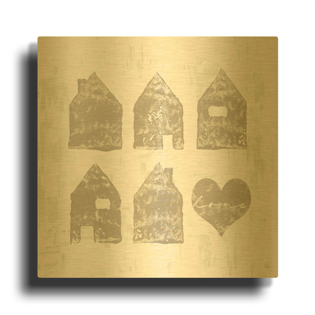 'Home Sweet Home III' By Sarah Adams Gold Metal Wall Art
