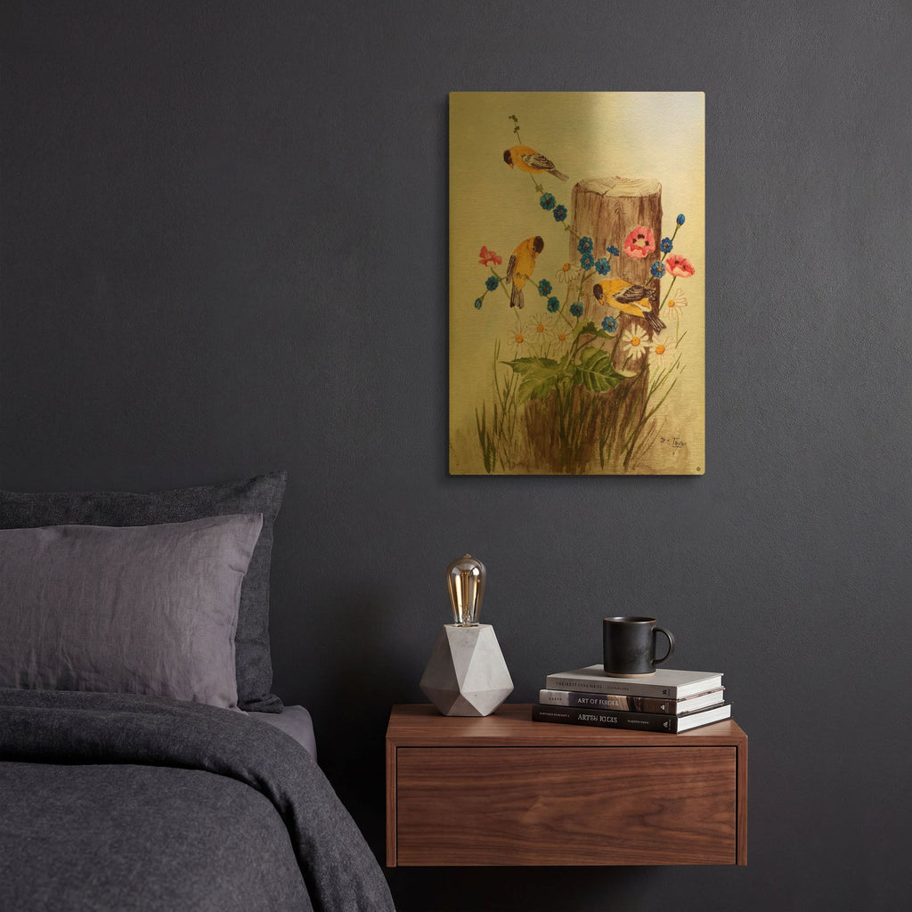 'American Goldfinch 3' By Arie Reinhardt Taylor Gold Metal Wall Art