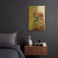 'Bluebirds with Daisies' By Arie Reinhardt Taylor Gold Metal Wall Art