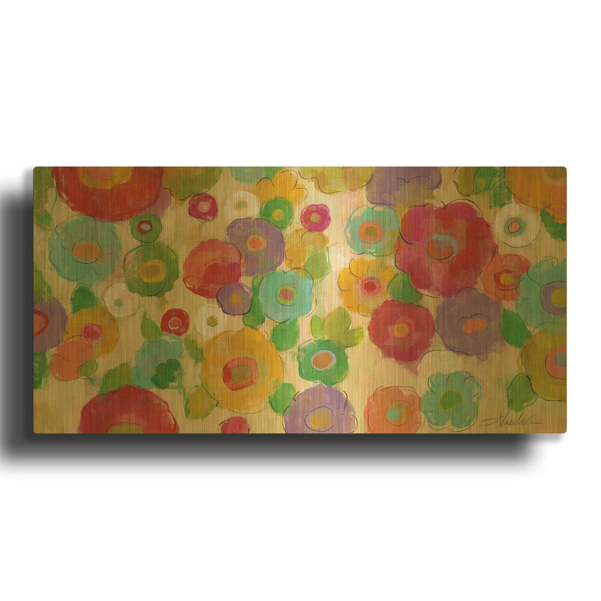 'Bohemian Bouquet I' By Silvia Vassileva Gold Metal Wall Art