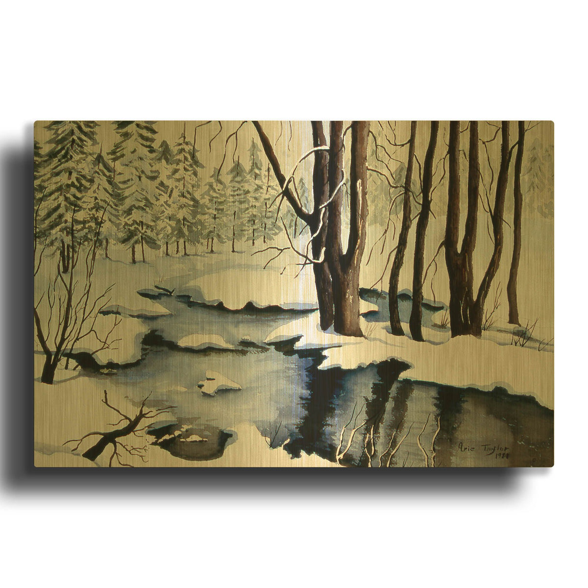 'Snow Trees' By Arie Reinhardt Taylor Gold Metal Wall Art