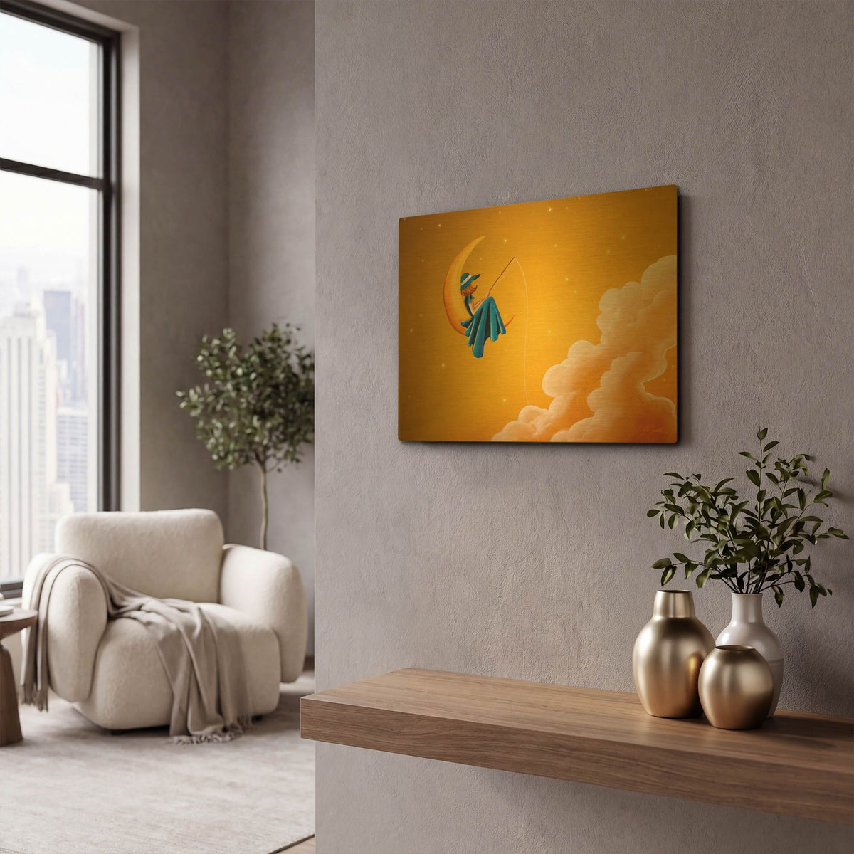 'Blue Moon' By Cindy Thornton Gold Metal Wall Art