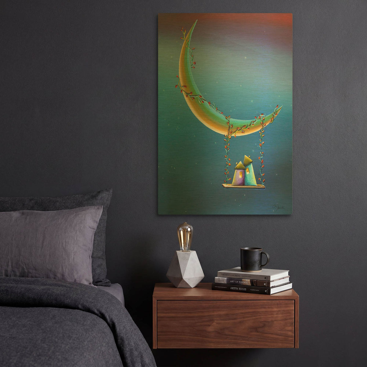 'Another Moonlight Serenade' By Cindy Thornton Gold Metal Wall Art