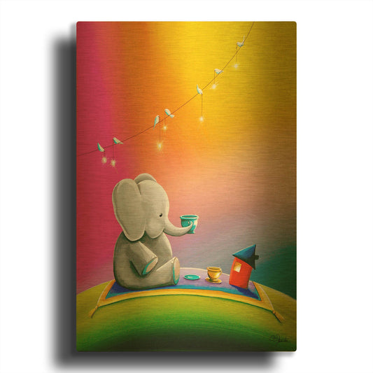 'Tea Time' By Cindy Thornton Gold Metal Wall Art