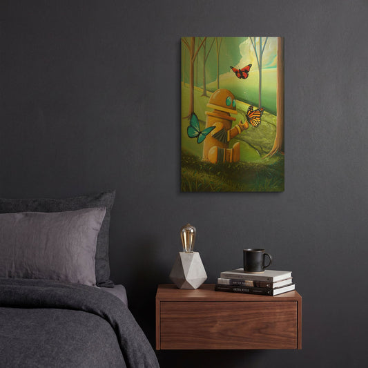 'Bot and the Butterflies' By Cindy Thornton Gold Metal Wall Art