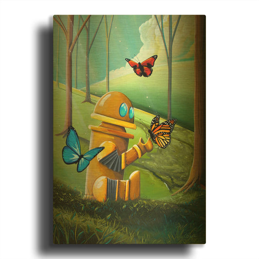 'Bot and the Butterflies' By Cindy Thornton Gold Metal Wall Art