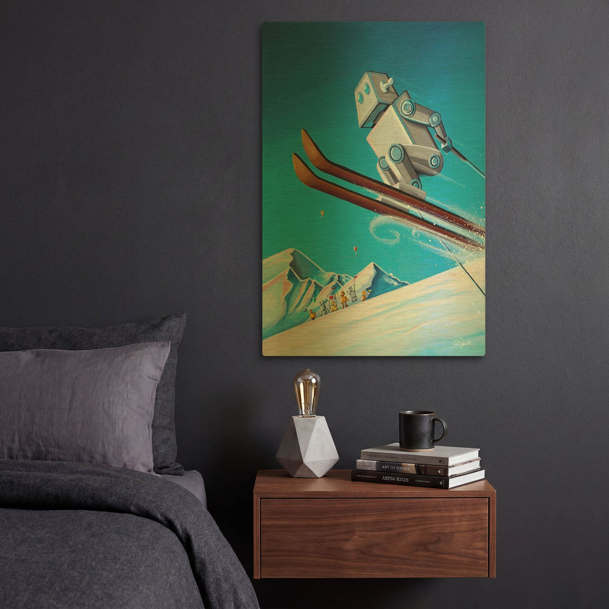 'The Downhill Race' By Cindy Thornton Gold Metal Wall Art