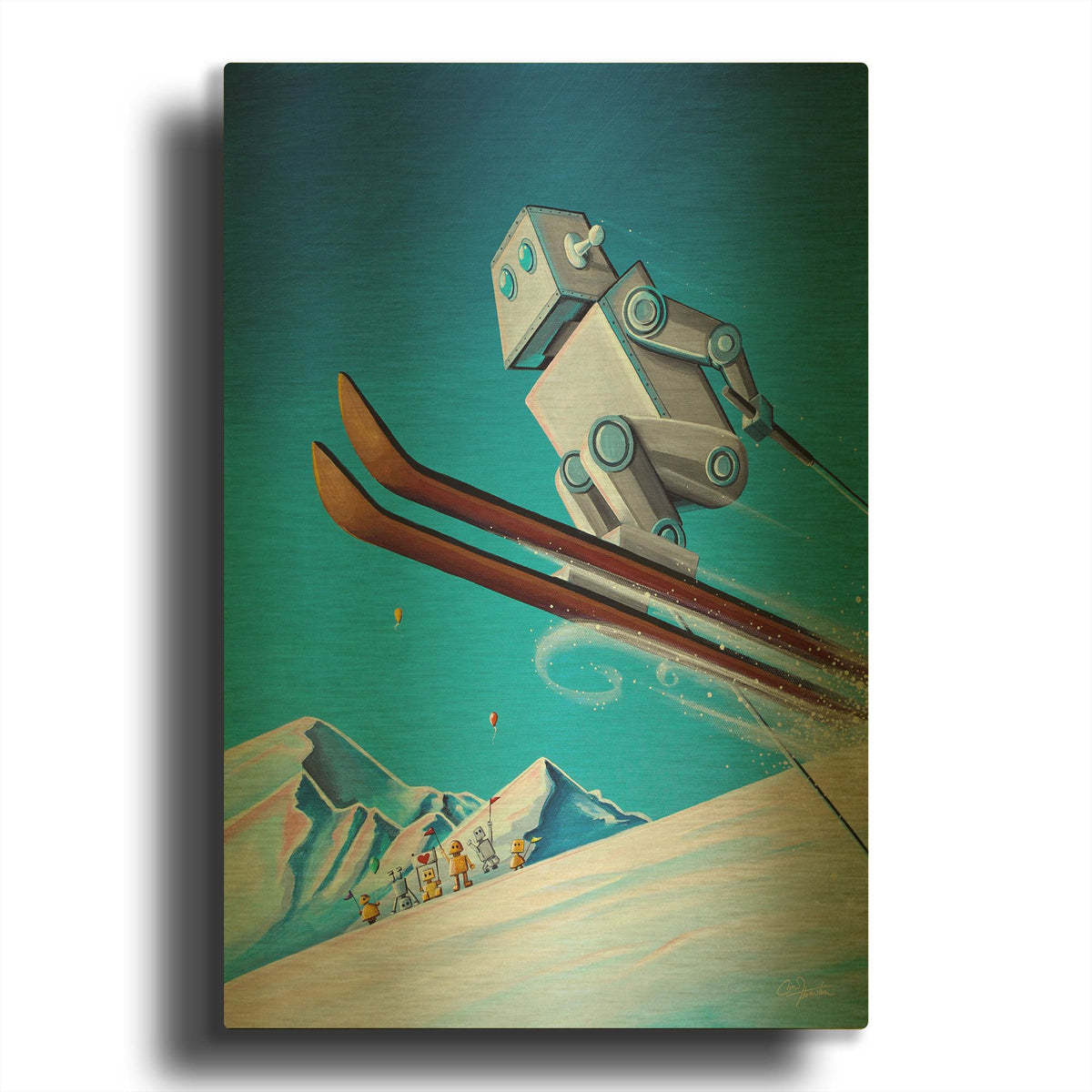 'The Downhill Race' By Cindy Thornton Gold Metal Wall Art