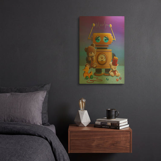 'The Toy Robot' By Cindy Thornton Gold Metal Wall Art