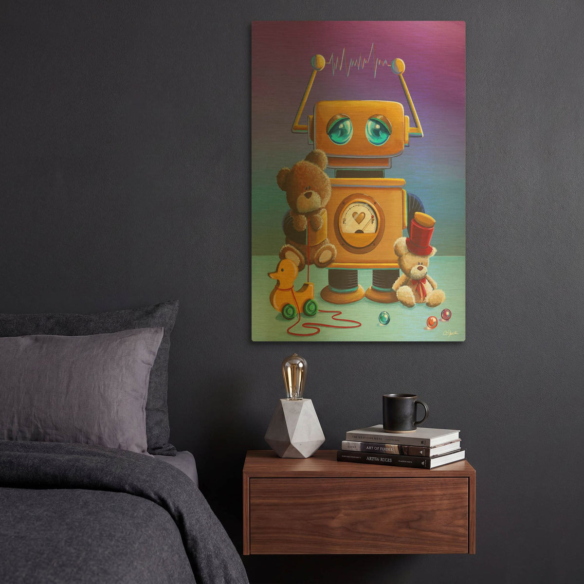 'The Toy Robot' By Cindy Thornton Gold Metal Wall Art