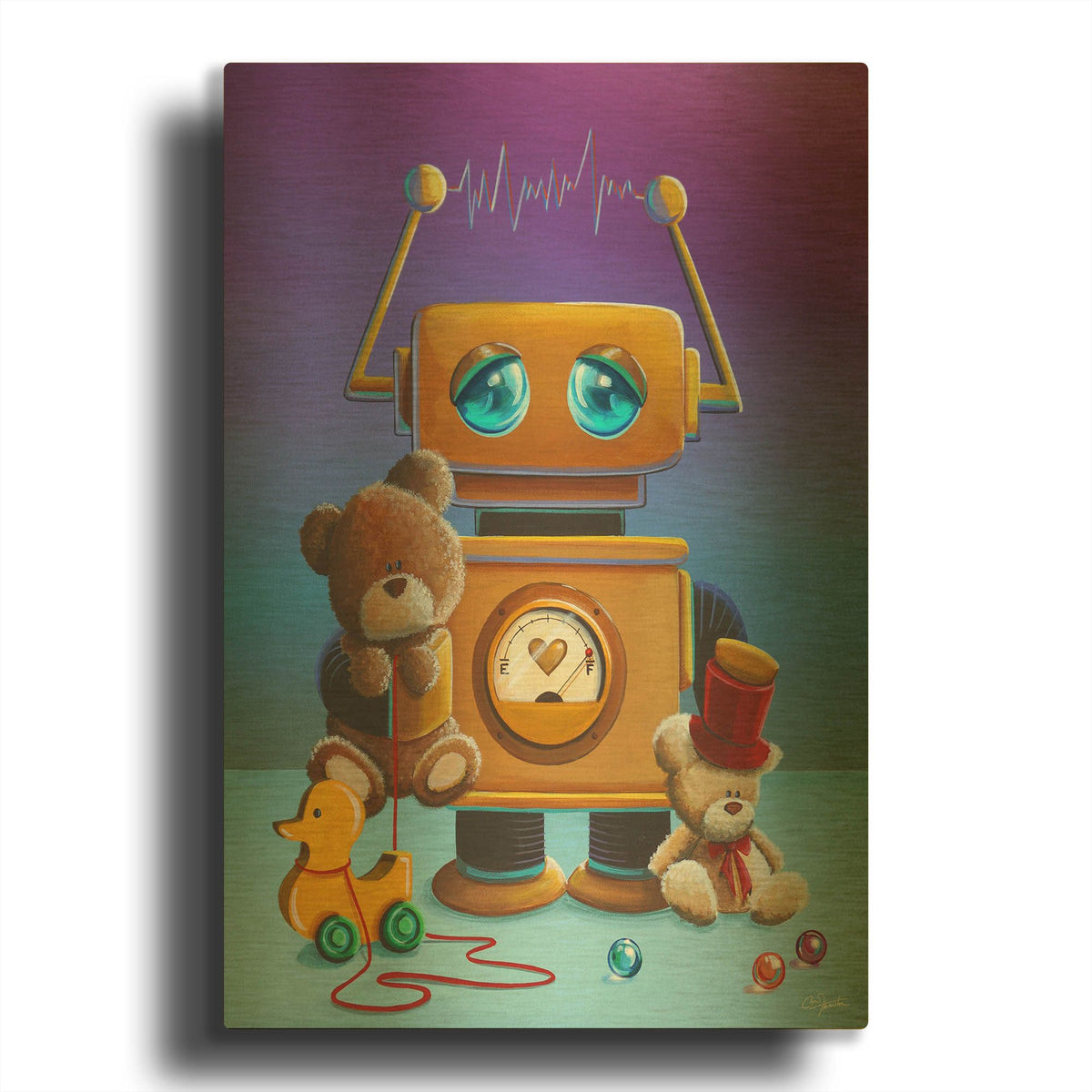 'The Toy Robot' By Cindy Thornton Gold Metal Wall Art