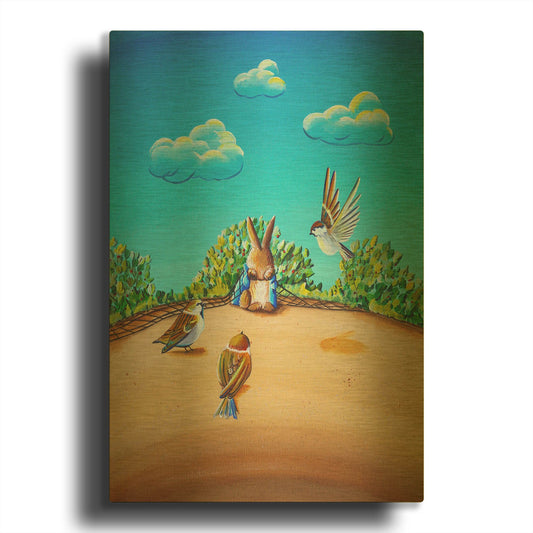 'Peter Rabbit 7' By Cindy Thornton Gold Metal Wall Art