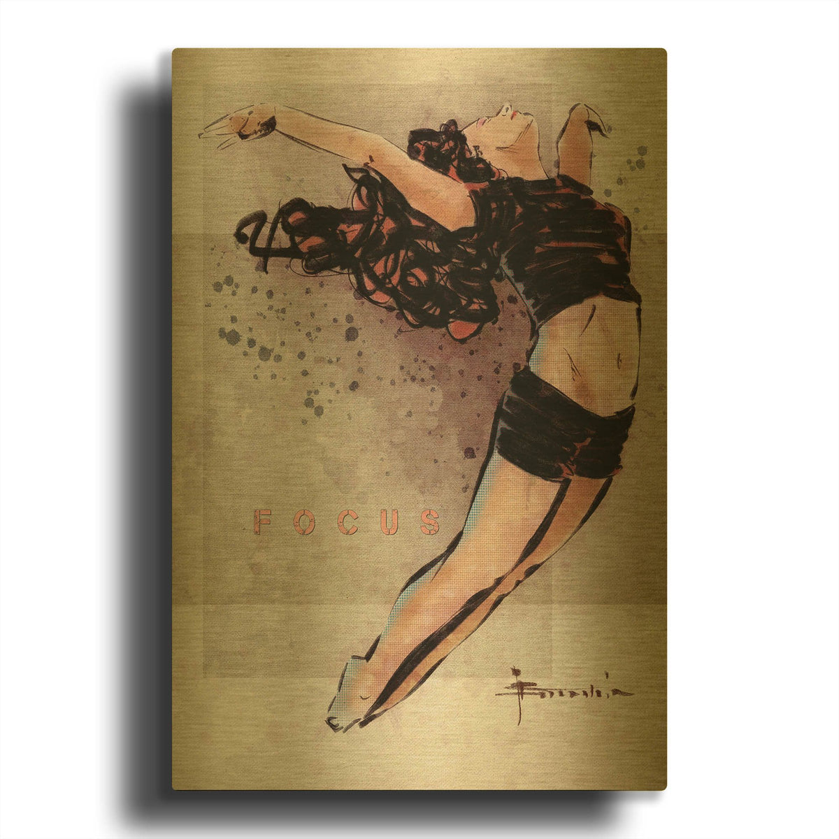 'Focus' By TM Borenstein Gold Metal Wall Art