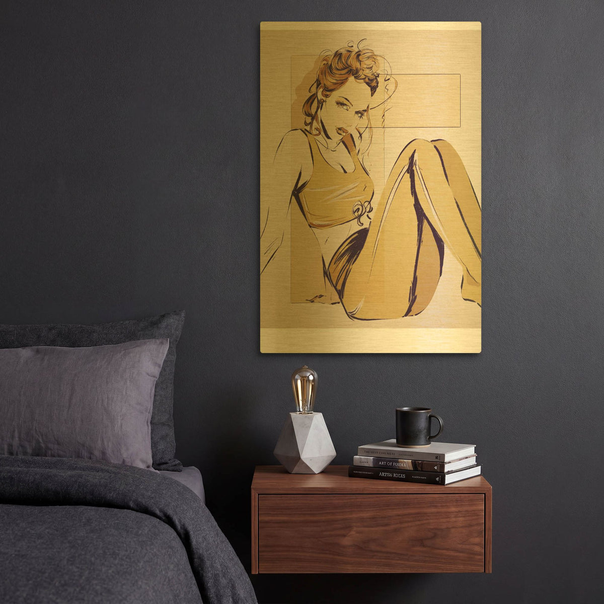 'Yoga Break' By TM Borenstein Gold Metal Wall Art