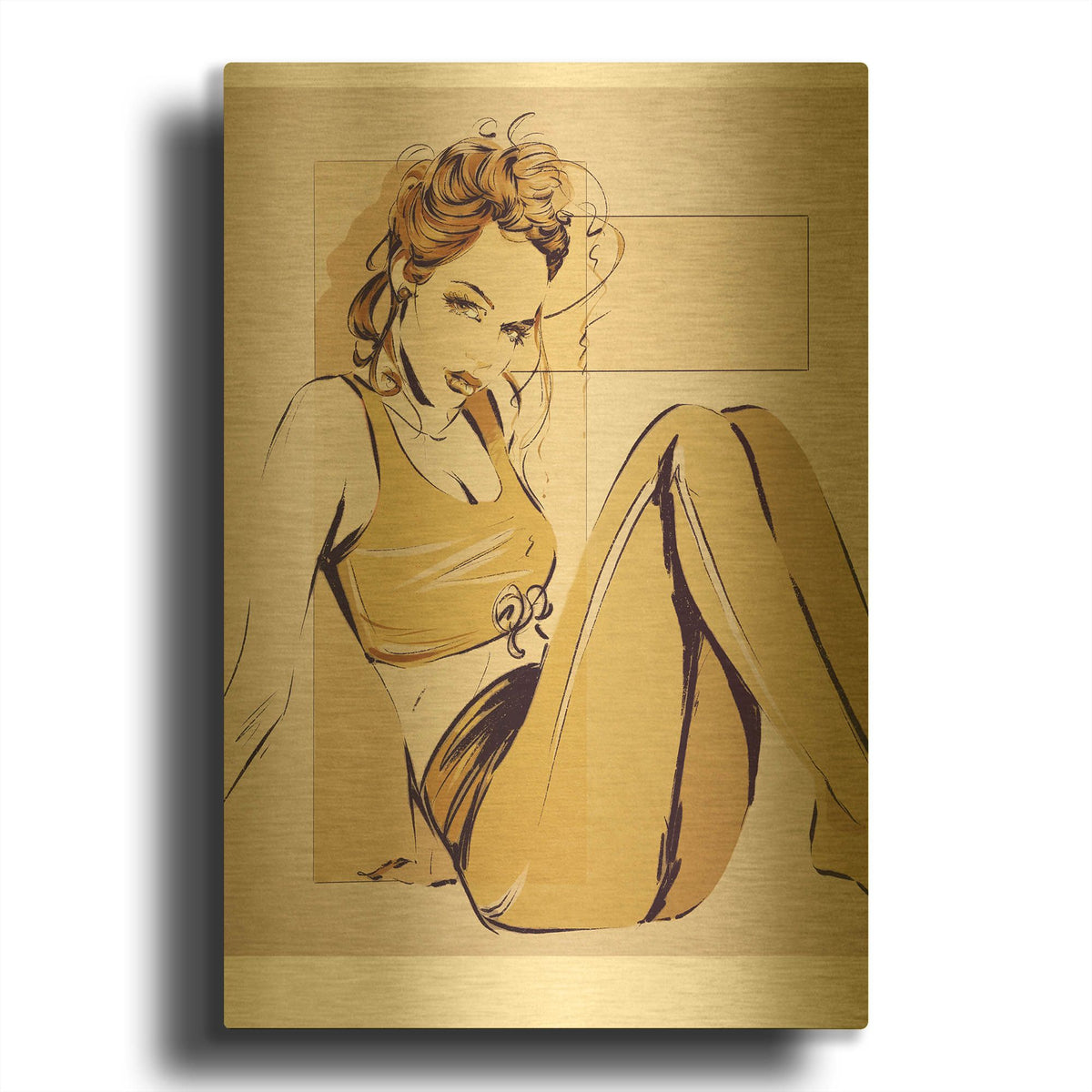 'Yoga Break' By TM Borenstein Gold Metal Wall Art