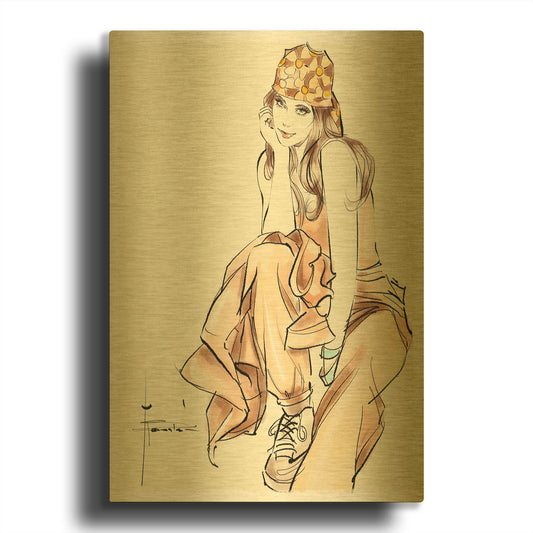 'Chillin' By TM Borenstein Gold Metal Wall Art