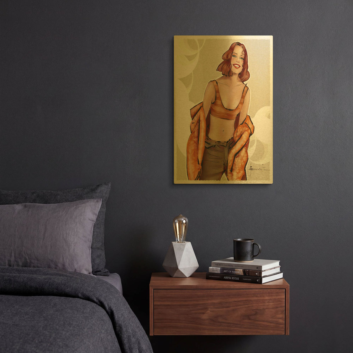 'Cinnamon Girl' By TM Borenstein Gold Metal Wall Art
