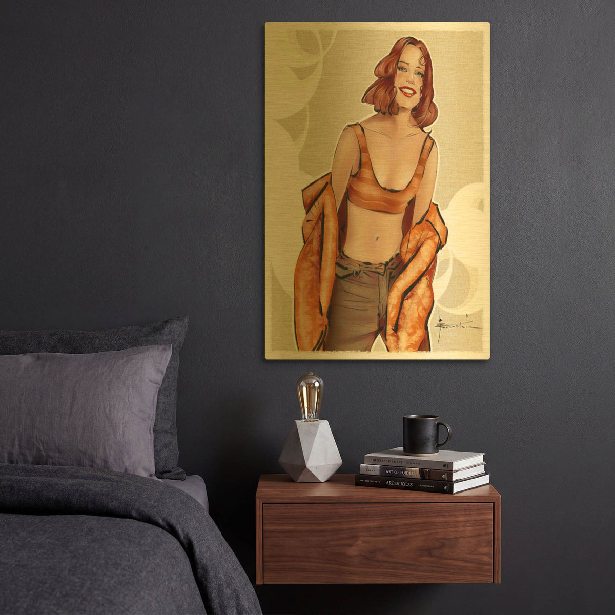 'Cinnamon Girl' By TM Borenstein Gold Metal Wall Art